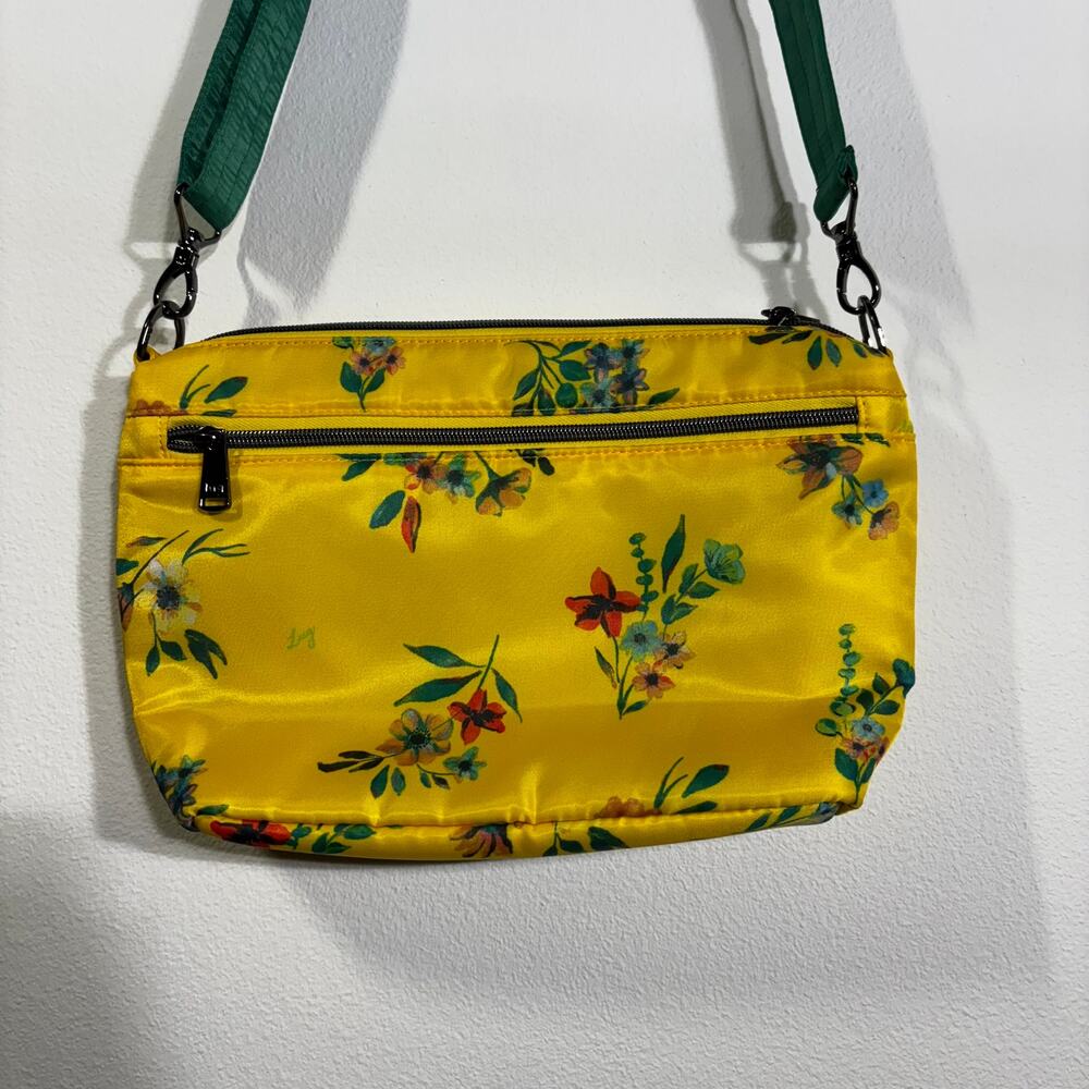 LUG Flare 2 Crossbody Bag Quilted Purse Floral BOUQUET YELLOW Green Purse - Picture 2 of 7